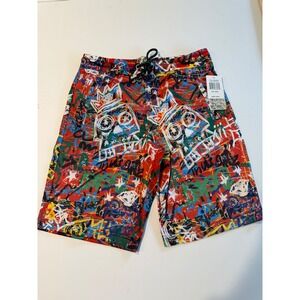 Fresh Prints of Bel-Air Mens Graffiti Print Shorts Red Multi Small